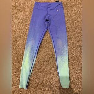 Nike Women's Blue and Green Gradient Leggings